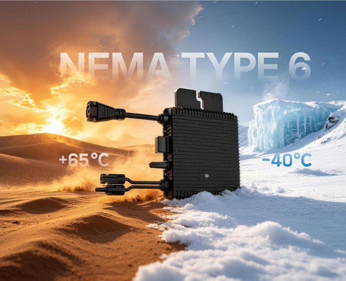 Hoymiles HiFlow Pro microinverter, NEMA Type 6 enclosure rated -40°C to +65°C
